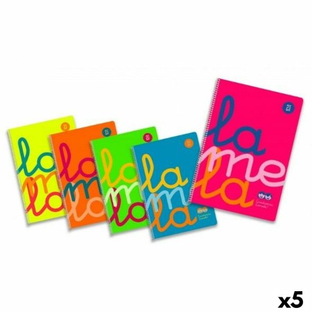 Set de Cuadernos Lamela Fluorescente 4 mm 80 Hojas Din A4 Espiral (5 Unidades)