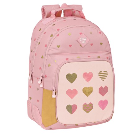 Mochila Escolar Glow Lab Hearts Rosa (32 x 42 x 15 cm)