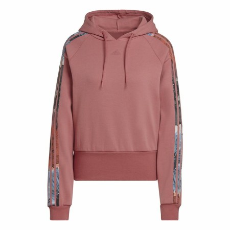 Sudadera con Capucha Mujer Adidas Allover Print Rosa Rojo Carmesí