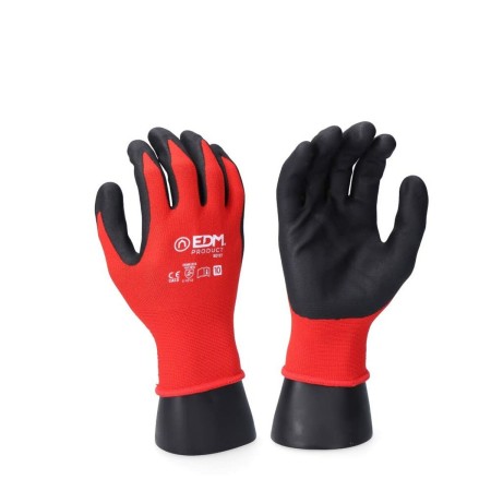 Gants de travail EDM Polyester Construction Rouge Latex