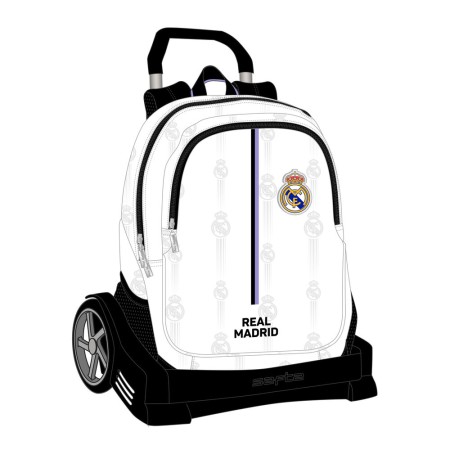 Cartable à roulettes Real Madrid C.F. Noir Blanc (32 x 44 x 16 cm)