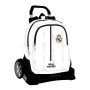 Mochila Escolar con Ruedas Real Madrid C.F. Negro Blanco (32 x 44 x 16 cm)