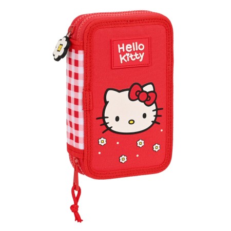 Estuche Escolar con Accesorios Hello Kitty Spring Rojo (12.5 x 19.5 x 4 cm) (28 piezas)