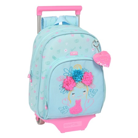 Mochila Escolar con Ruedas Glow Lab Cute doll Azul claro (28 x 34 x 10 cm)