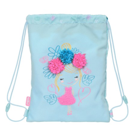 Sac à dos serré par des ficelles Glow Lab Cute doll Bleu clair (26 x 34 x 1 cm)