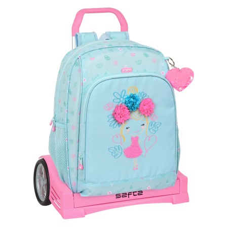 Mochila Escolar con Ruedas Glow Lab Cute doll Azul claro (31 x 41 x 14 cm)