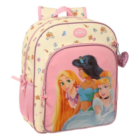 Mochila Escolar Princesses Disney Magical Beige Rosa (32 x 38 x 12 cm)