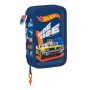 Estuche Escolar con Accesorios Hot Wheels Speed club Naranja Azul marino (12.5 x 19.5 x 4 cm) (28 piezas)