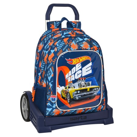 Mochila Escolar con Ruedas Hot Wheels Speed club Naranja (32 x 42 x 14 cm)