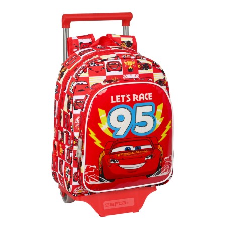 Mochila Escolar con Ruedas Cars Let's race Rojo Blanco (27 x 33 x 10 cm)