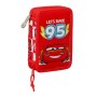 Estuche Escolar con Accesorios Cars Let's race Rojo Blanco (12.5 x 19.5 x 4 cm) (28 piezas)