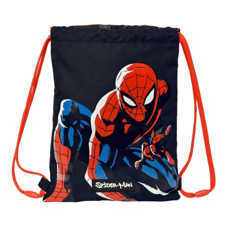 Bolsa Mochila con Cuerdas Spiderman Hero Negro (26 x 34 x 1 cm)