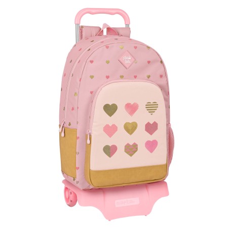 Mochila Escolar con Ruedas Glow Lab Hearts Rosa (30 x 46 x 14 cm)