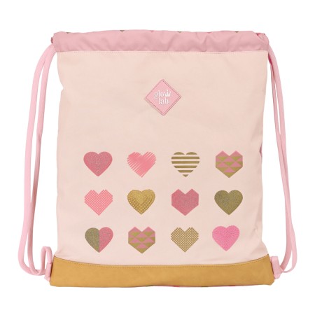 Sac à dos serré par des ficelles Glow Lab Hearts Rose (35 x 40 x 1 cm)