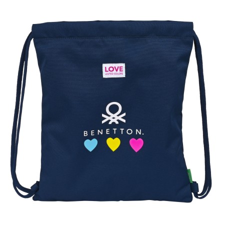 Bolsa Mochila con Cuerdas Benetton Love Azul marino (35 x 40 x 1 cm)