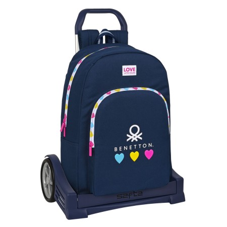Cartable à roulettes Benetton Love Blue marine (30 x 46 x 14 cm)