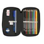Trousse Scolaire avec Accessoires Kappa Black Noir (12.5 x 19.5 x 4 cm) (28 pcs)