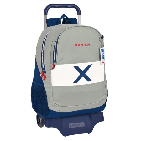 Mochila Escolar con Ruedas Munich College Gris (32 x 44 x 16 cm)