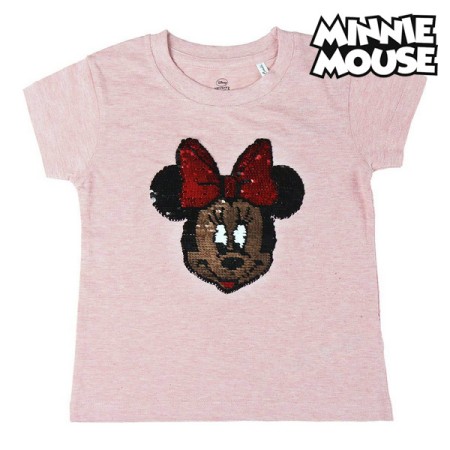 T shirt à manches courtes Enfant Minnie Mouse Rose Paillettes