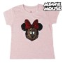 T shirt à manches courtes Enfant Minnie Mouse Rose Paillettes
