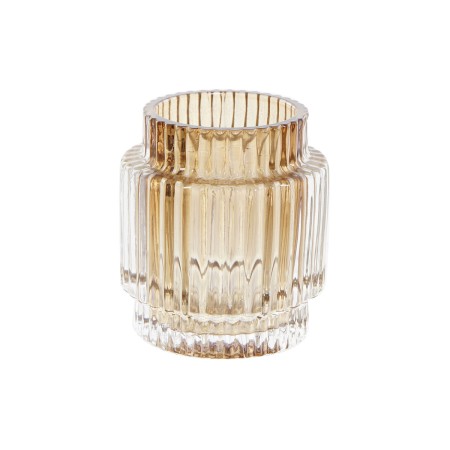 Portavelas DKD Home Decor Cristal Ambar (7 x 7 x 8 cm)