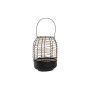 Portavelas DKD Home Decor Natural Negro Metal Ratán (24,5 x 24,5 x 32 cm) (24,5 X 24,5 X 32 CM)