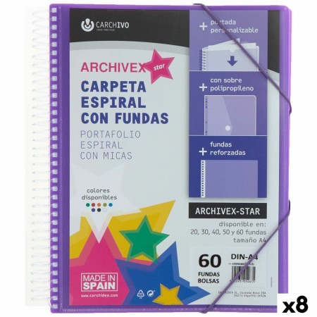 Classeur Carchivo Archivex-Star 60 Housses A4 8 Unités Spirale