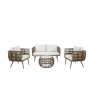 Conjunto de Mesa con 3 Sillones DKD Home Decor ratán sintético Aluminio (144 x 67 x 74 cm)