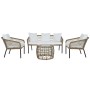 Conjunto de Mesa con 3 Sillones DKD Home Decor Blanco ratán sintético Acero (137 x 73,5 x 66,5 cm)