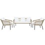 Conjunto de Mesa con 3 Sillones DKD Home Decor Blanco ratán sintético Acero (137 x 73,5 x 66,5 cm)