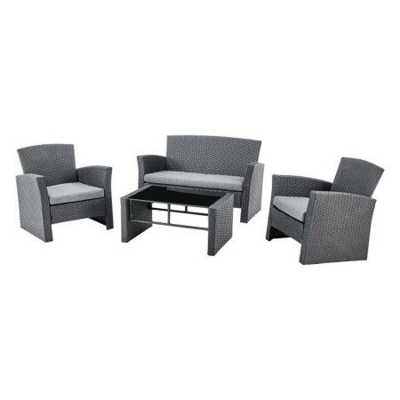 Ensemble Table avec 3 Sièges DKD Home Decor Gris rotin synthétique (124 x 72 x 75 cm)