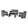 Conjunto de Mesa con 3 Sillones DKD Home Decor Gris ratán sintético (124 x 72 x 75 cm)