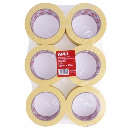 Ruban adhésif Apli Peintre Carrosserie Jaune 6 Unités (48 mm x 45 m)