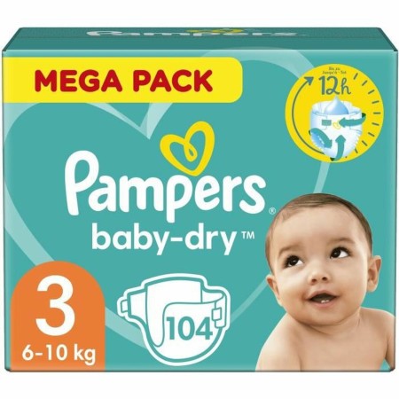 Couches jetables Pampers Baby-Dry 3 (104 uds)