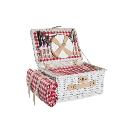 Cesta DKD Home Decor Pícnic Rojo Blanco Mimbre (40 x 28 x 20 cm)