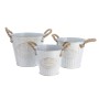 Set de pots de fleurs Decoris Corde Avec des poignées Métal Blanc (3 Pièces)