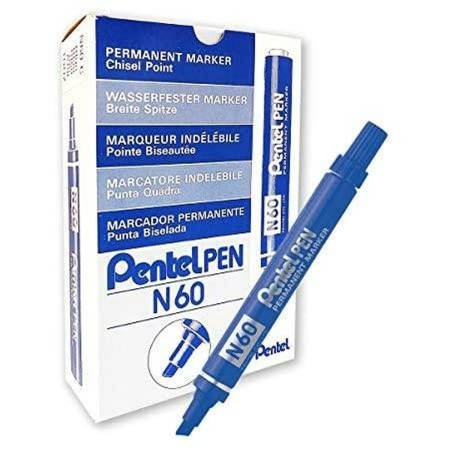 Rotulador permanente Pentel N60 Azul Aluminio 12 Unidades