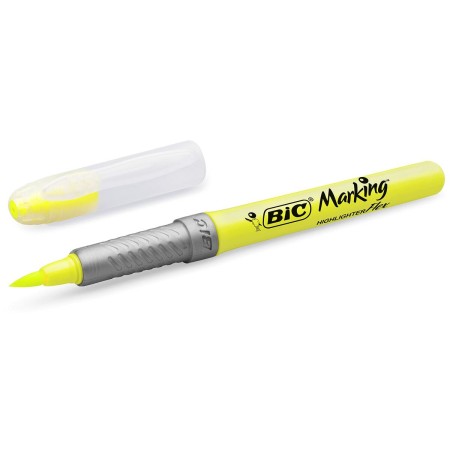 Marcador Fluorescente Bic Highlighter Flex Amarillo 12 Unidades