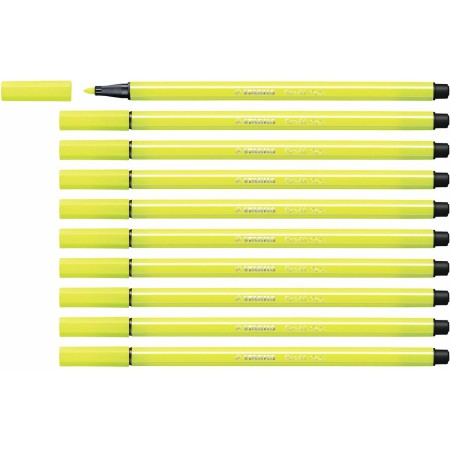 Feutres Stabilo Pen 68 Fluorescent Jaune 10 Unités