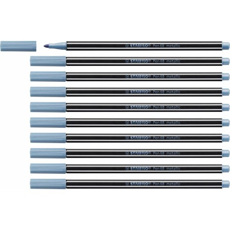 Feutres Stabilo Pen 68 metallic Bleu 10 Unités