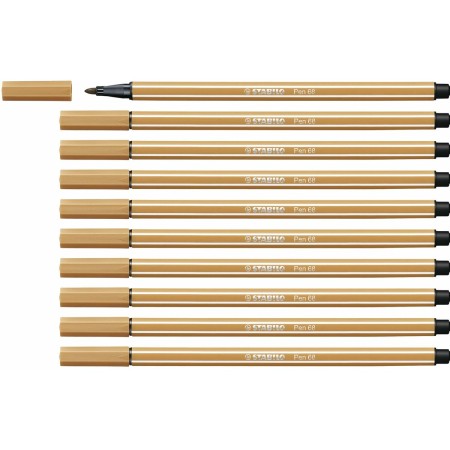 Feutres Stabilo Pen 68 10 Unités Ocre foncé