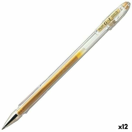 Bolígrafo Roller Pilot G-1 Dorado Bola 0,4 mm (12 Unidades)