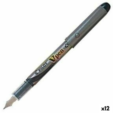 Boligrafo de tinta líquida Pilot V Pen Desechable Pluma de Caligrafía Negro Acero 0,4 mm (12 Unidades)