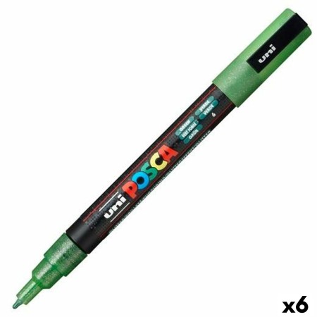 Marcador POSCA PC-3ML Purpurina Verde 6 Unidades