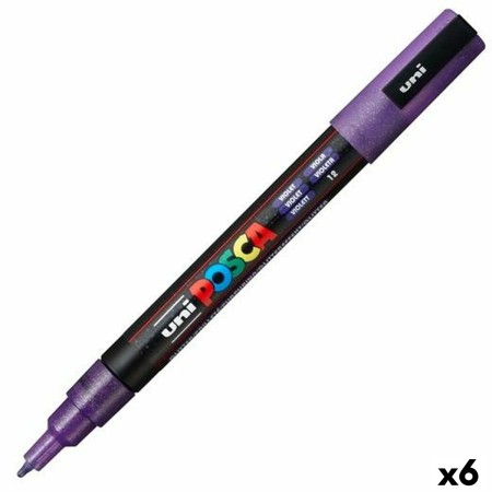 Marqueur POSCA PC-3ML Paillettes Violet 6 Unités