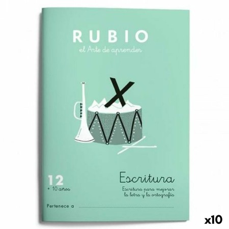 Cuaderno de escritura y caligrafía Rubio Nº12 Español 20 Hojas 10 Unidades