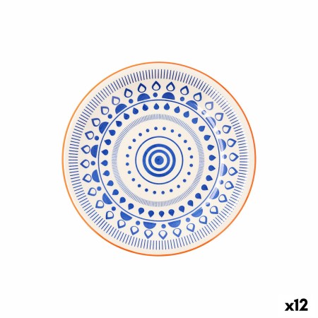 Plato Hondo Quid Vita Tribal Cerámica Azul (ø 21,5 cm) (12 Unidades)