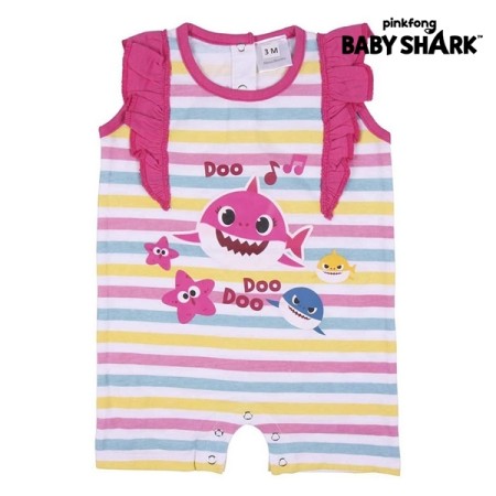 Barboteuse à Manches Courtes pour Bébé Baby Shark Rose