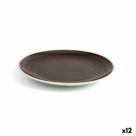 Plato Llano Ariane Terra Cerámica Marrón (Ø 21 cm) (12 Unidades)