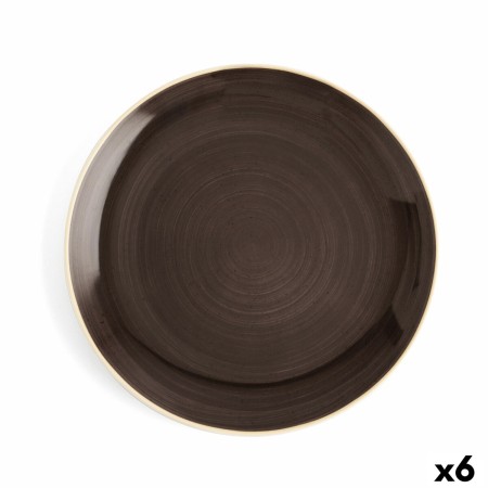 Plato Llano Ariane Terra Cerámica Marrón (Ø 31 cm) (6 Unidades)